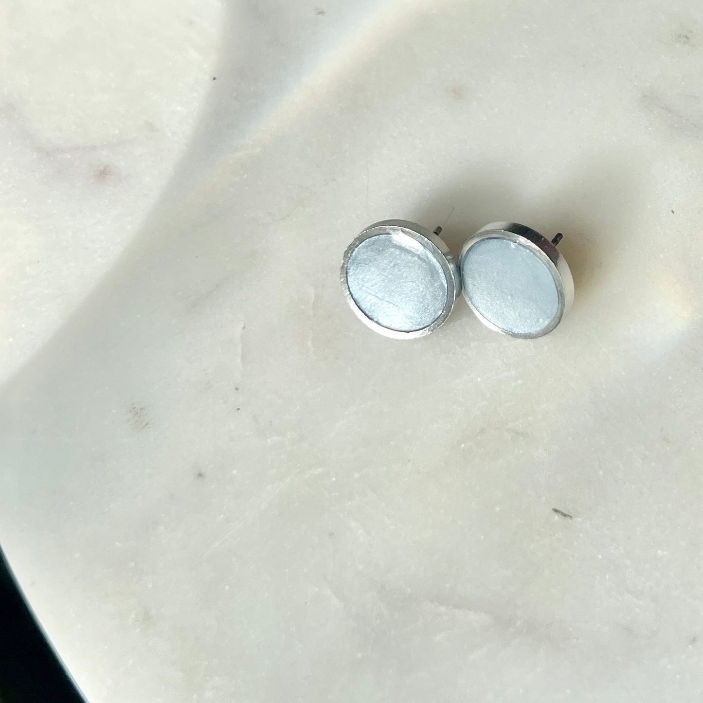 Opal | Light Blue Grey Bevel Stud | Summer