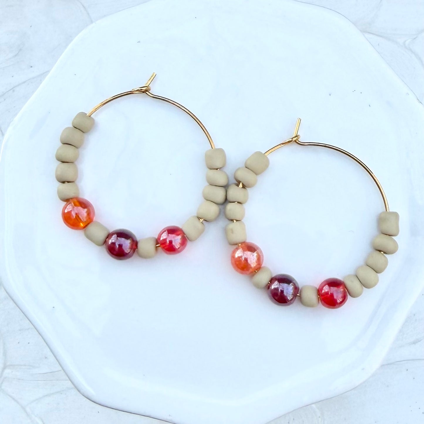 Wren Hoops | Orange Brick Khaki Geranium | Autumn