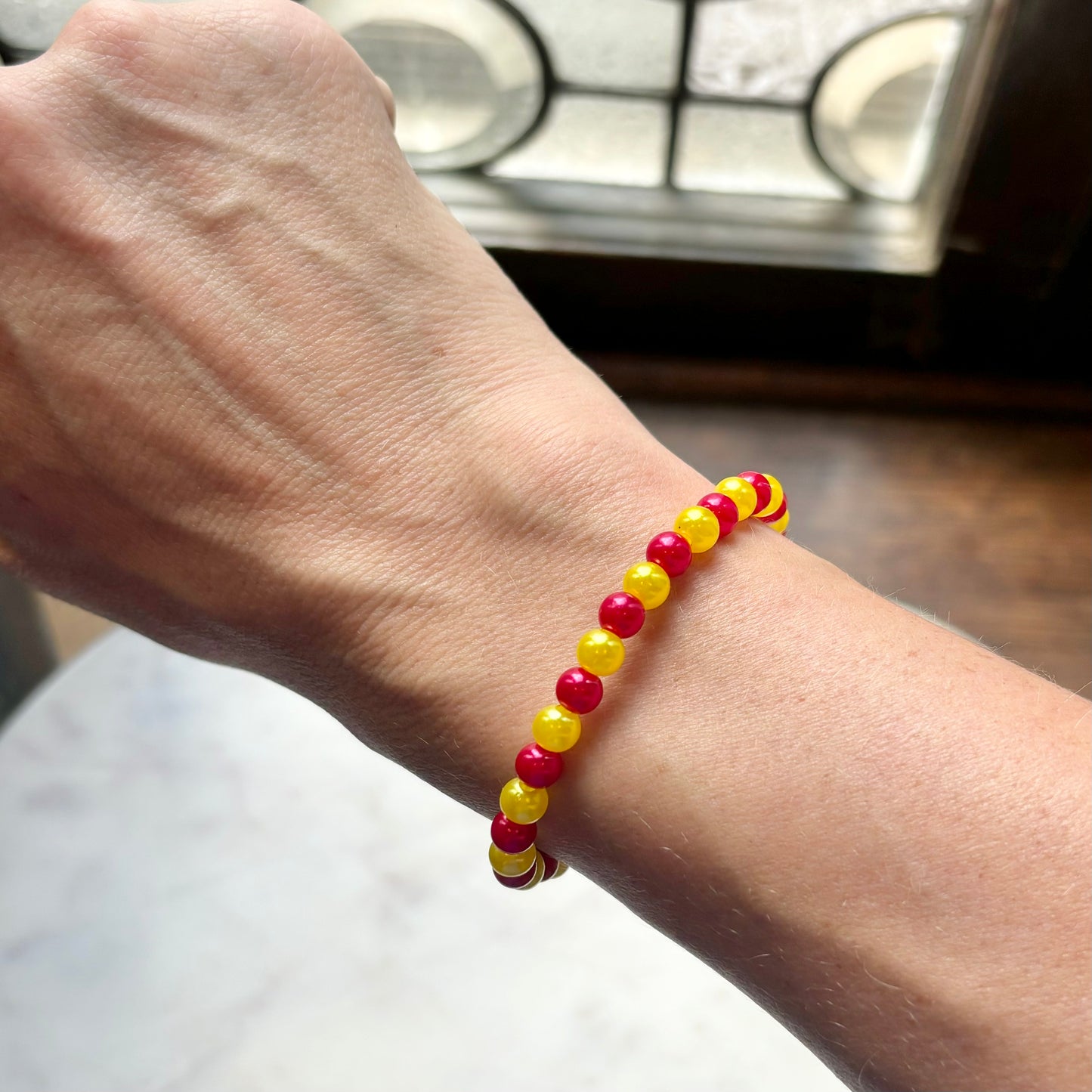 KC Football Bracelets | Red and Yellow Iridescent