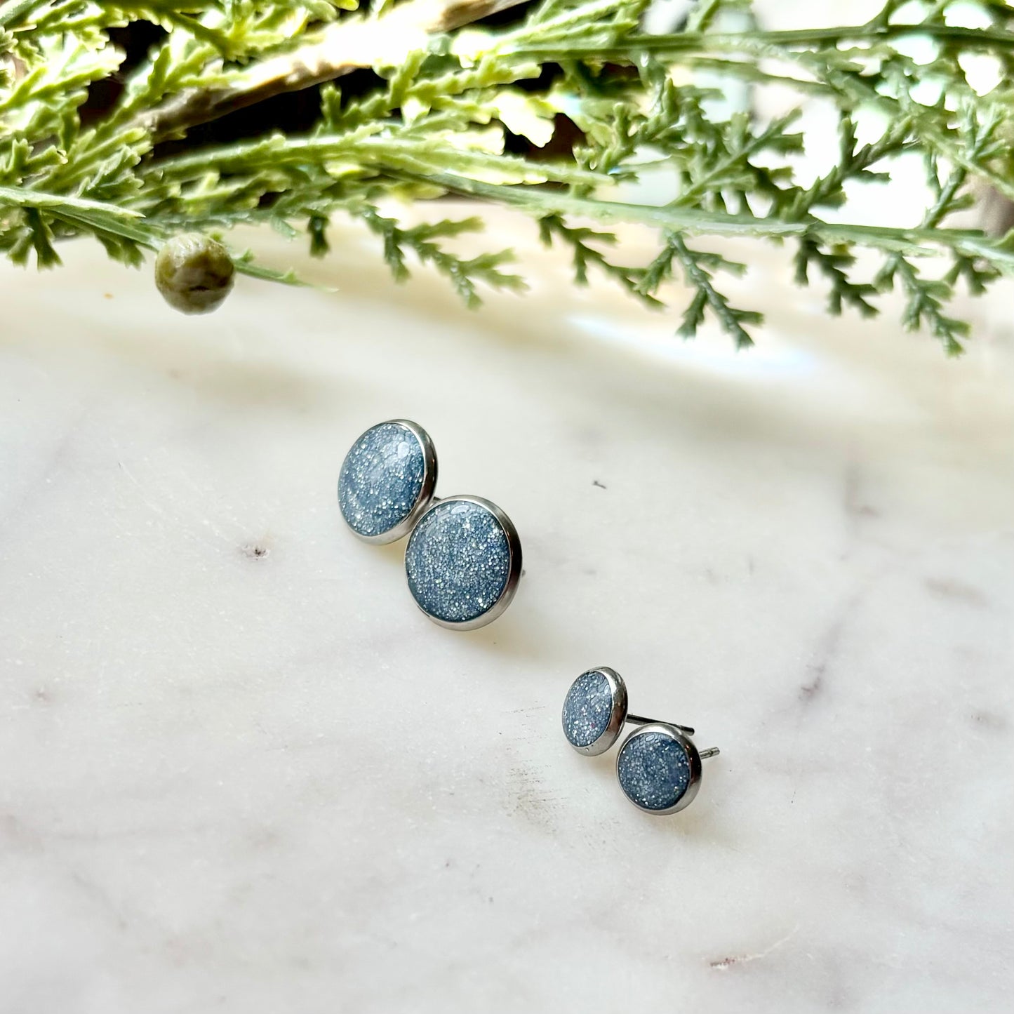 Gina | Bevel Studs| Blue Grey | Summer