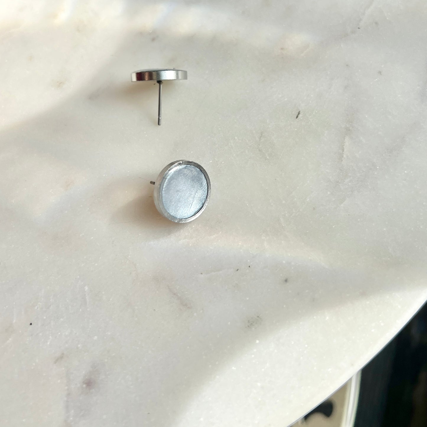 Opal | Light Blue Grey Bevel Stud | Summer