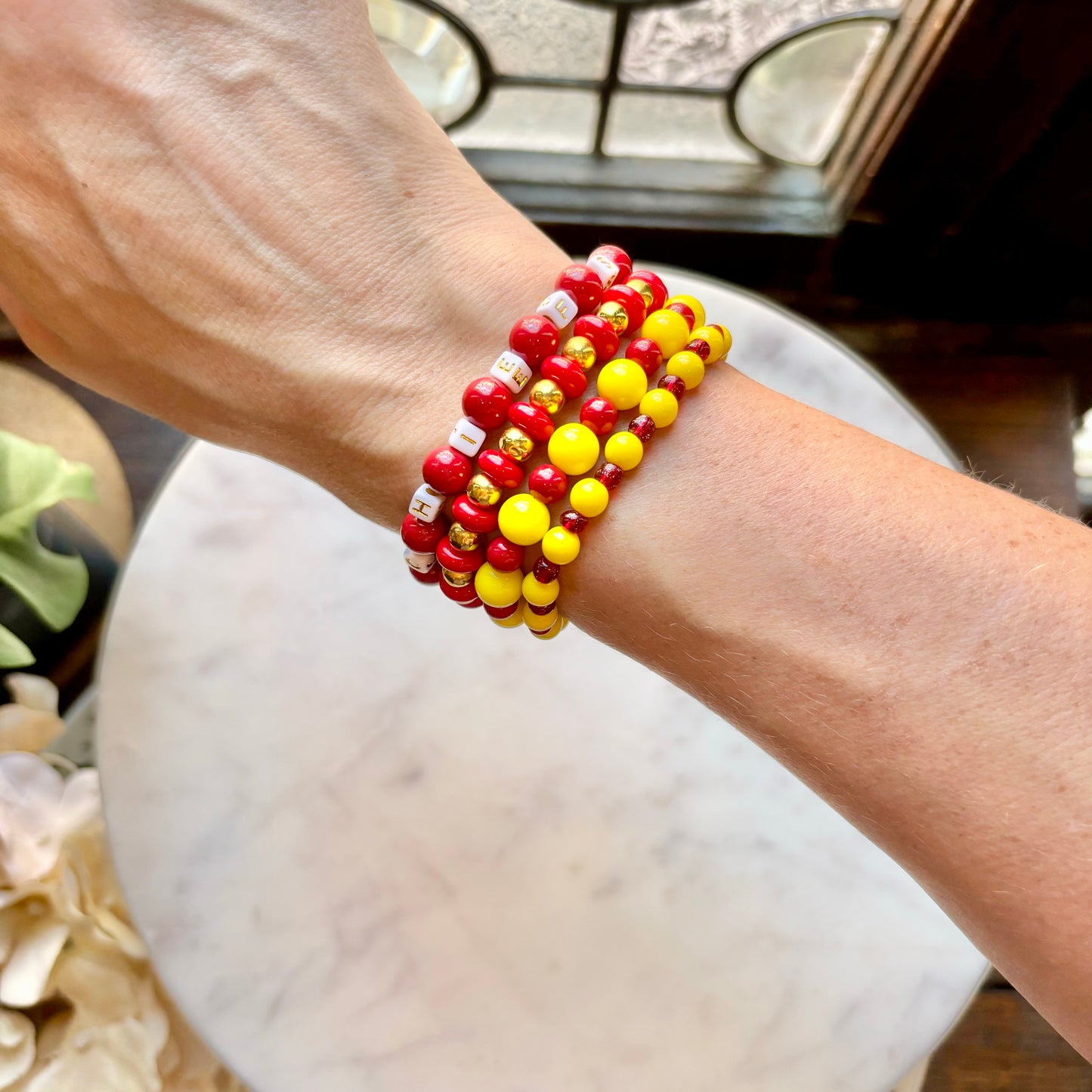KC Football Bracelets | Large Yellow Small Red
