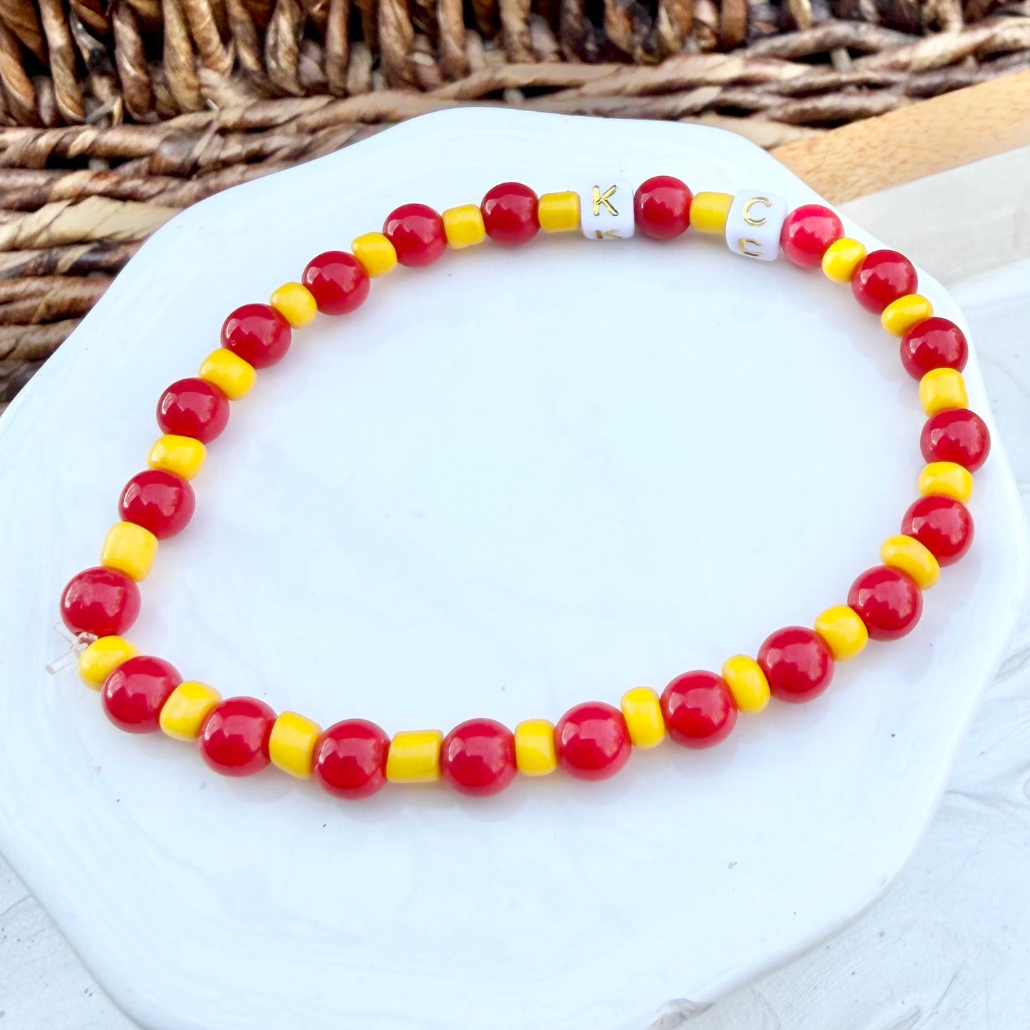 KC Football Bracelet | Red and Yellow KC