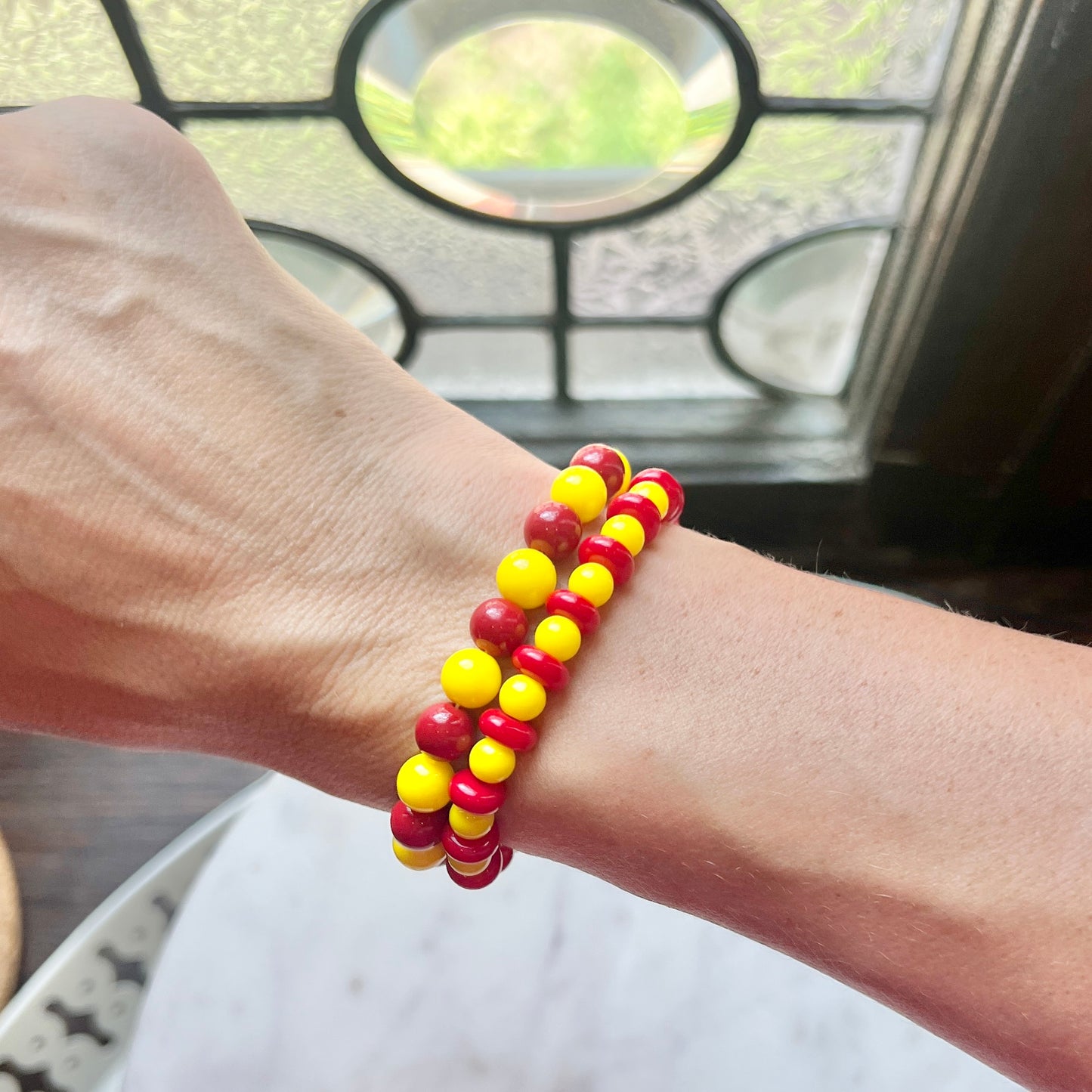 KC Football Bracelets | Large Yellow Large Red