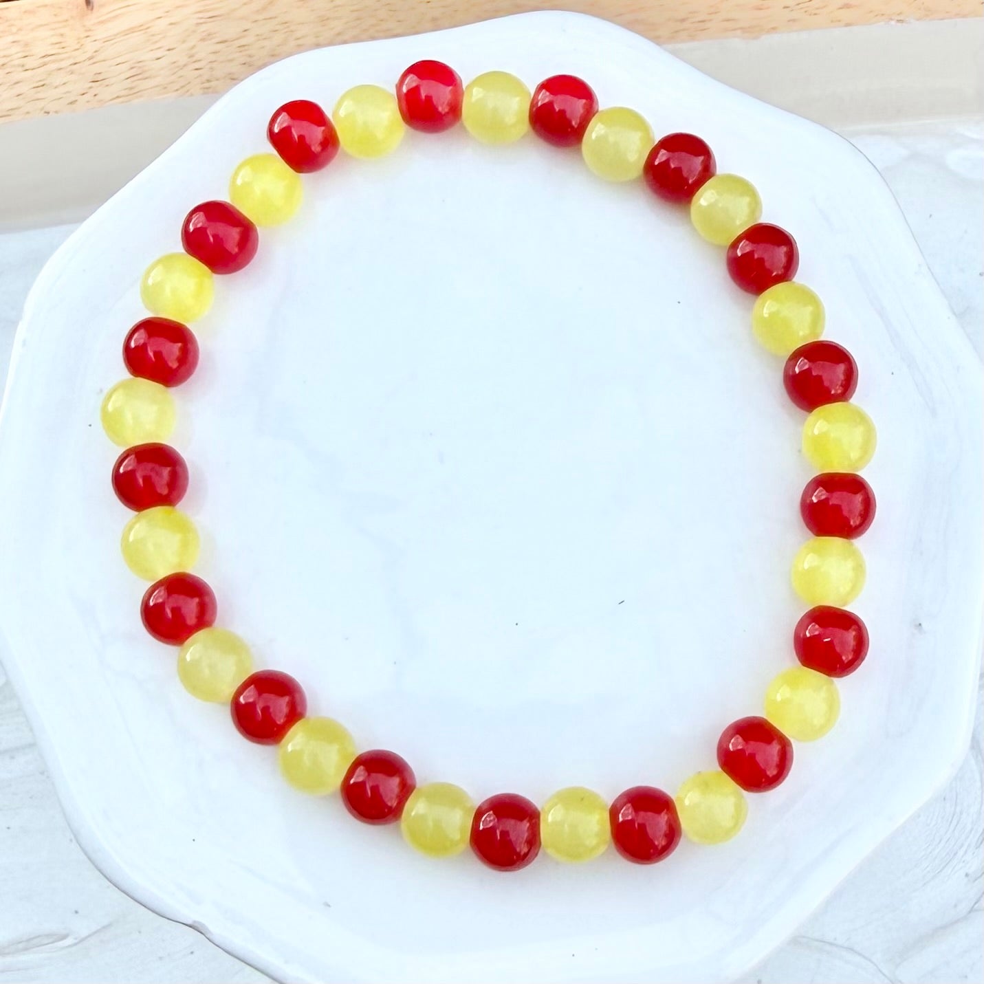 KC Football Bracelet | Opaque Red and Yellow