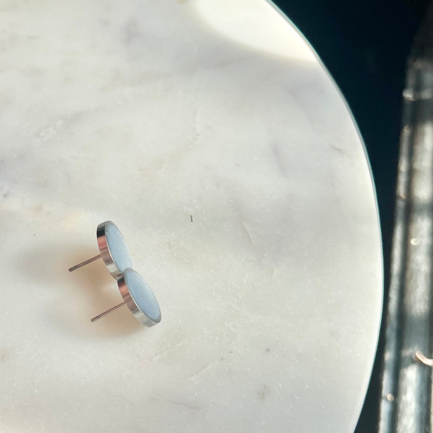 Opal | Light Blue Grey Bevel Stud | Summer