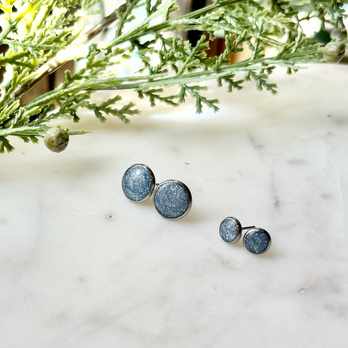 Gina | Bevel Studs| Blue Grey | Summer