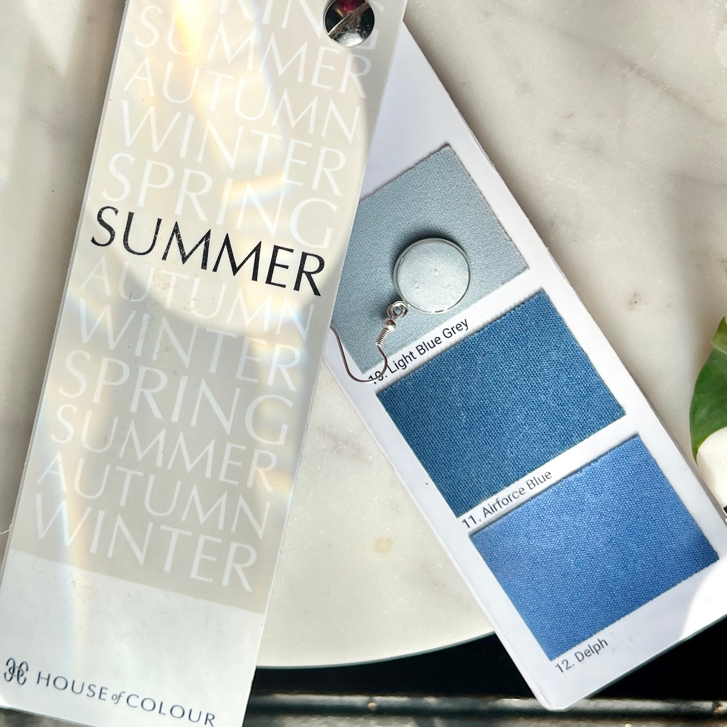 Opal | Light Blue Grey Bevel Stud | Summer