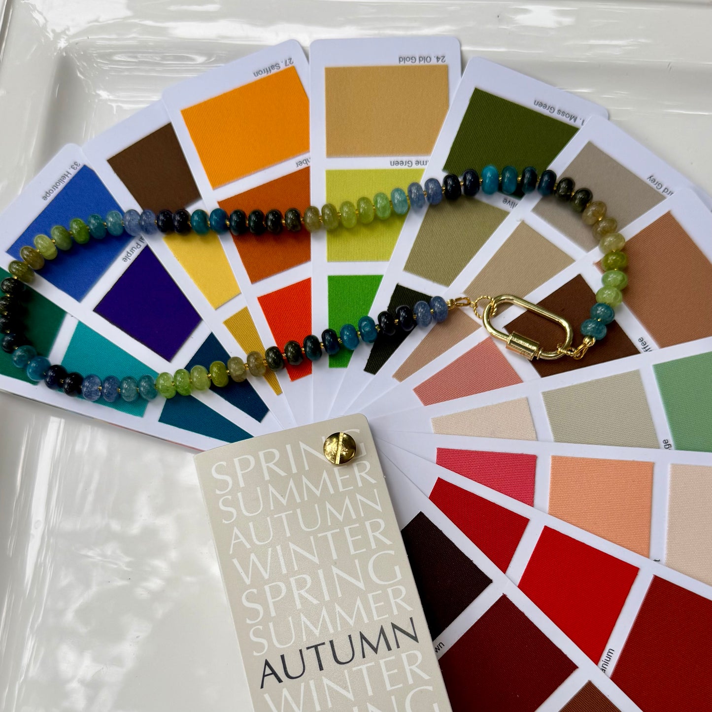Ava | Blues and Greens with Gold Spacers | True Autumn