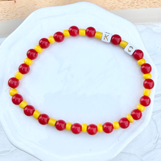 KC Football Bracelet | Red and Yellow KC