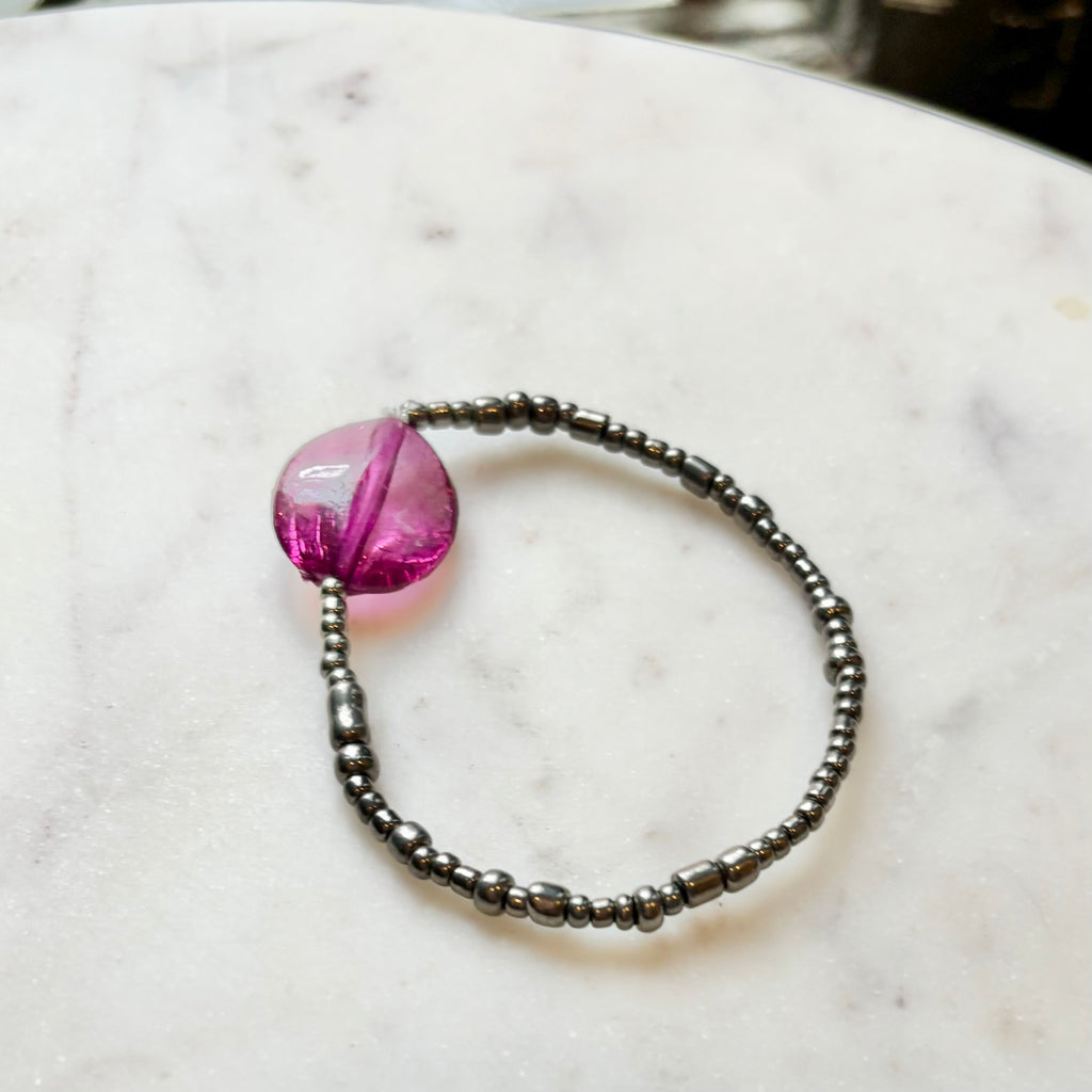 Statement Bracelets | Amethyst and Dark Blue Grey | Summer