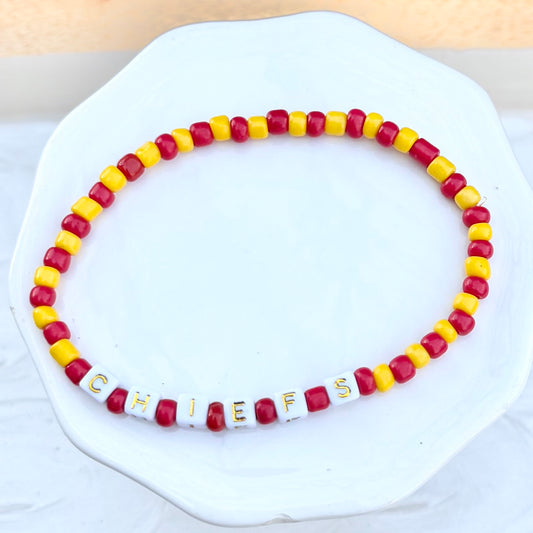 KC Football Bracelet | Red and Yellow KC Mascot