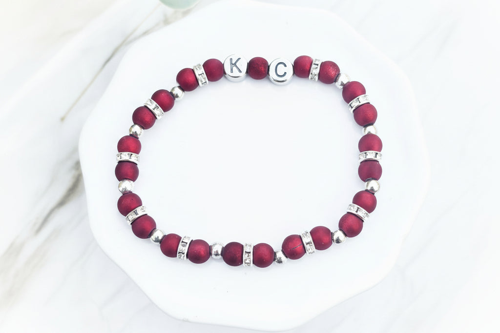 KC Football Bracelets | Red and Silver