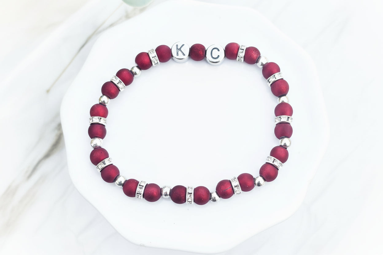 KC Football Bracelets | Red and Silver