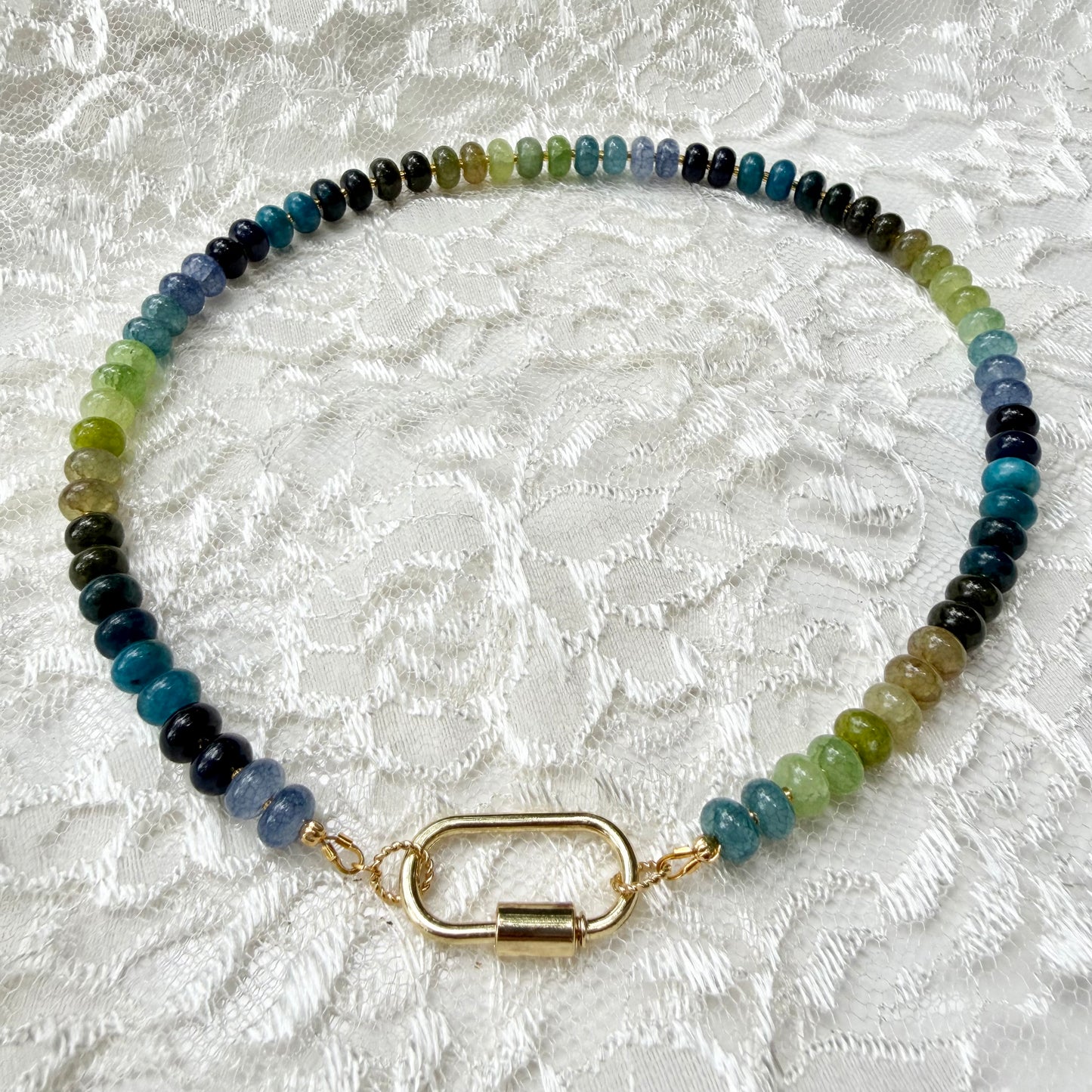 Ava | Blues and Greens with Gold Spacers | True Autumn