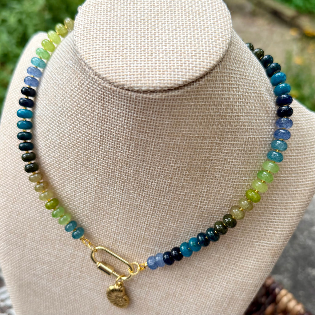 Ava | Blues and Greens with Gold Spacers | True Autumn
