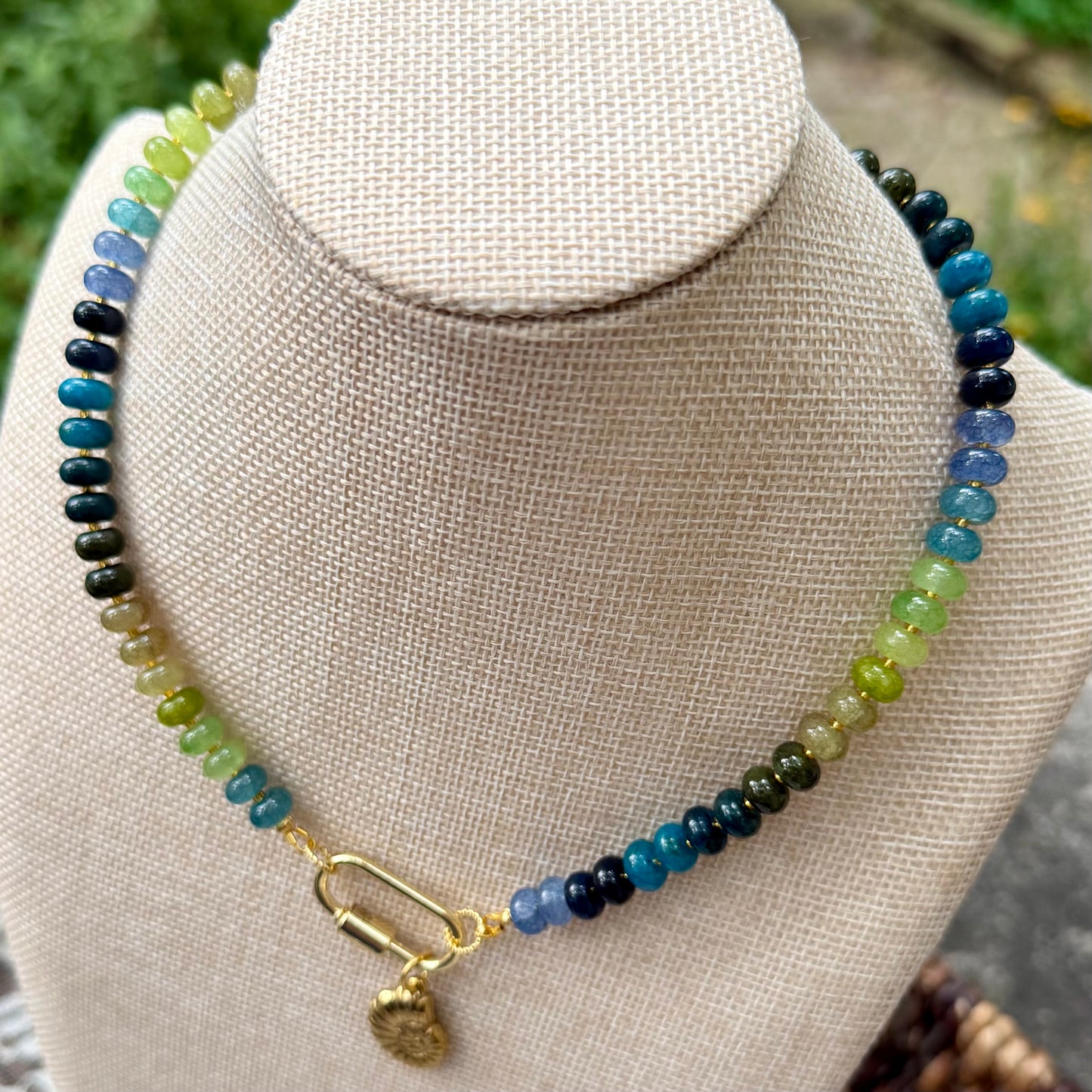Ava | Blues and Greens with Gold Spacers | True Autumn