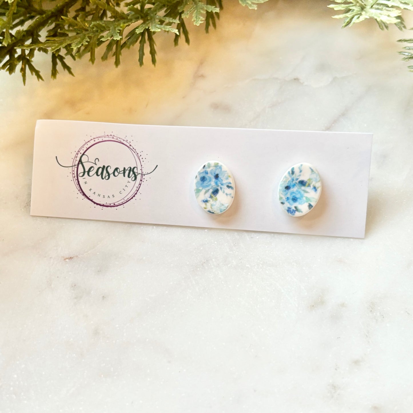 Elise | Oval Studs | Winter