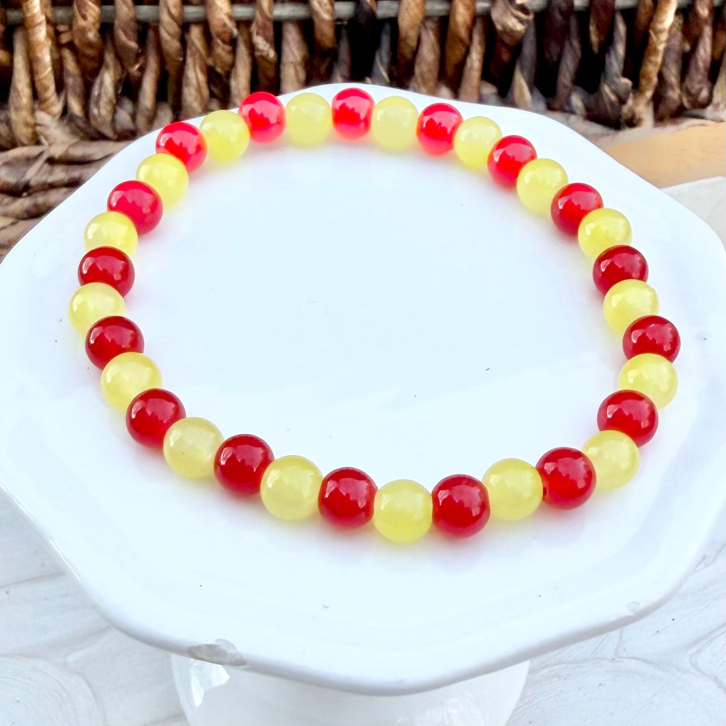 KC Football Bracelet | Opaque Red and Yellow