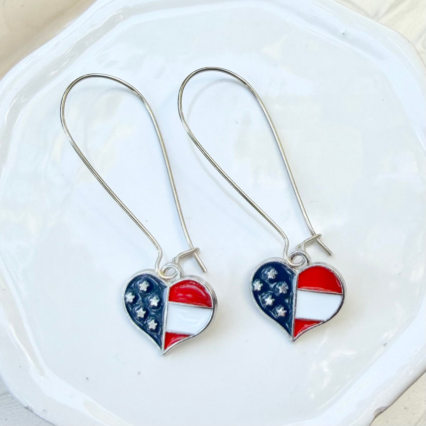 Flag Hearts | Long Dangle | Winter and Summer