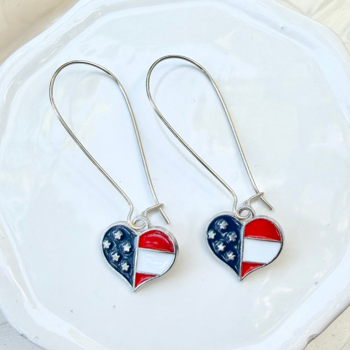 Flag Hearts | Long Dangle | Winter and Summer