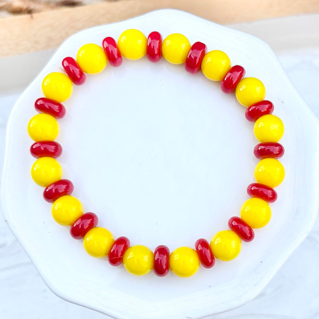 KC Football Bracelets | Flat Red and Large Yellow