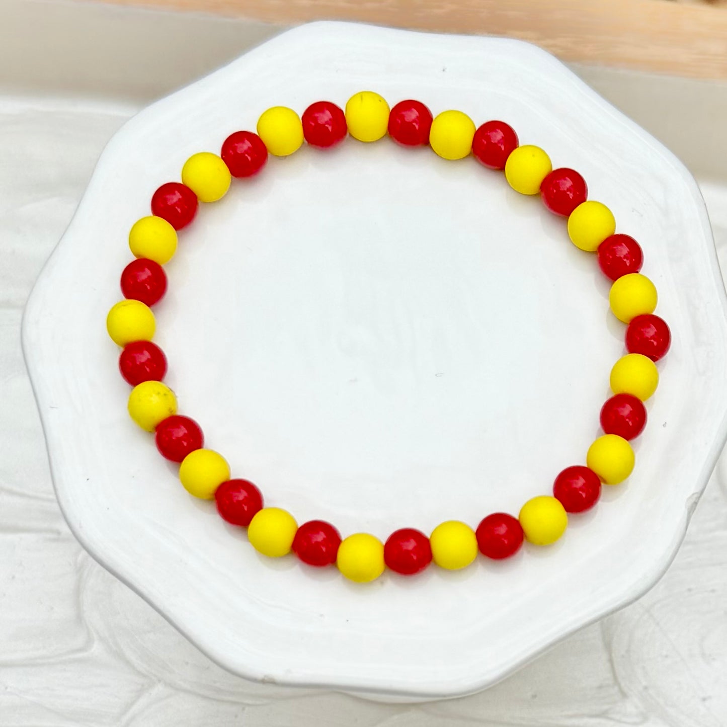 KC Football Bracelets | Small Red Matte Yellow
