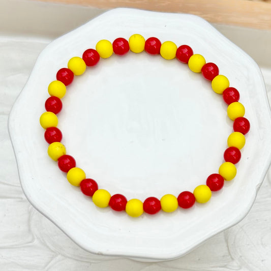 KC Football Bracelets | Small Red Matte Yellow