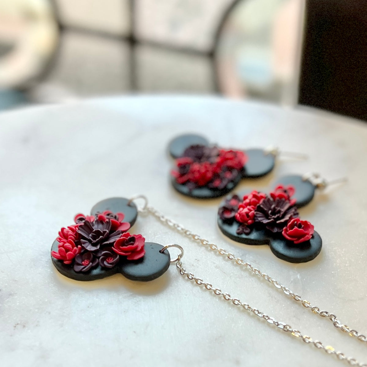 Minnie | Large Floral | Necklace or Earrings | Winter