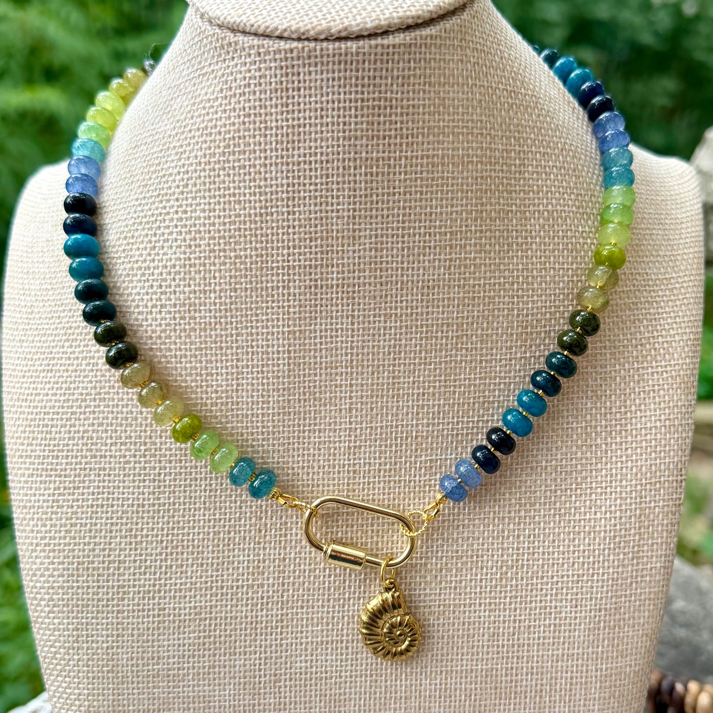Ava | Blues and Greens with Gold Spacers | True Autumn