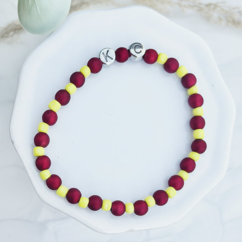 KC Football Bracelets | Cool-Toned Red and Yellow