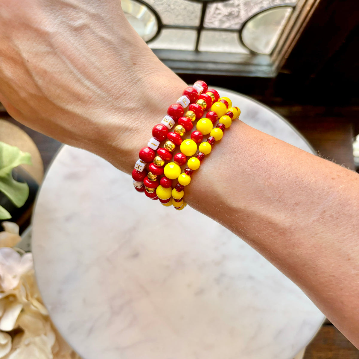 KC Football Bracelets | Large Yellow Small Red