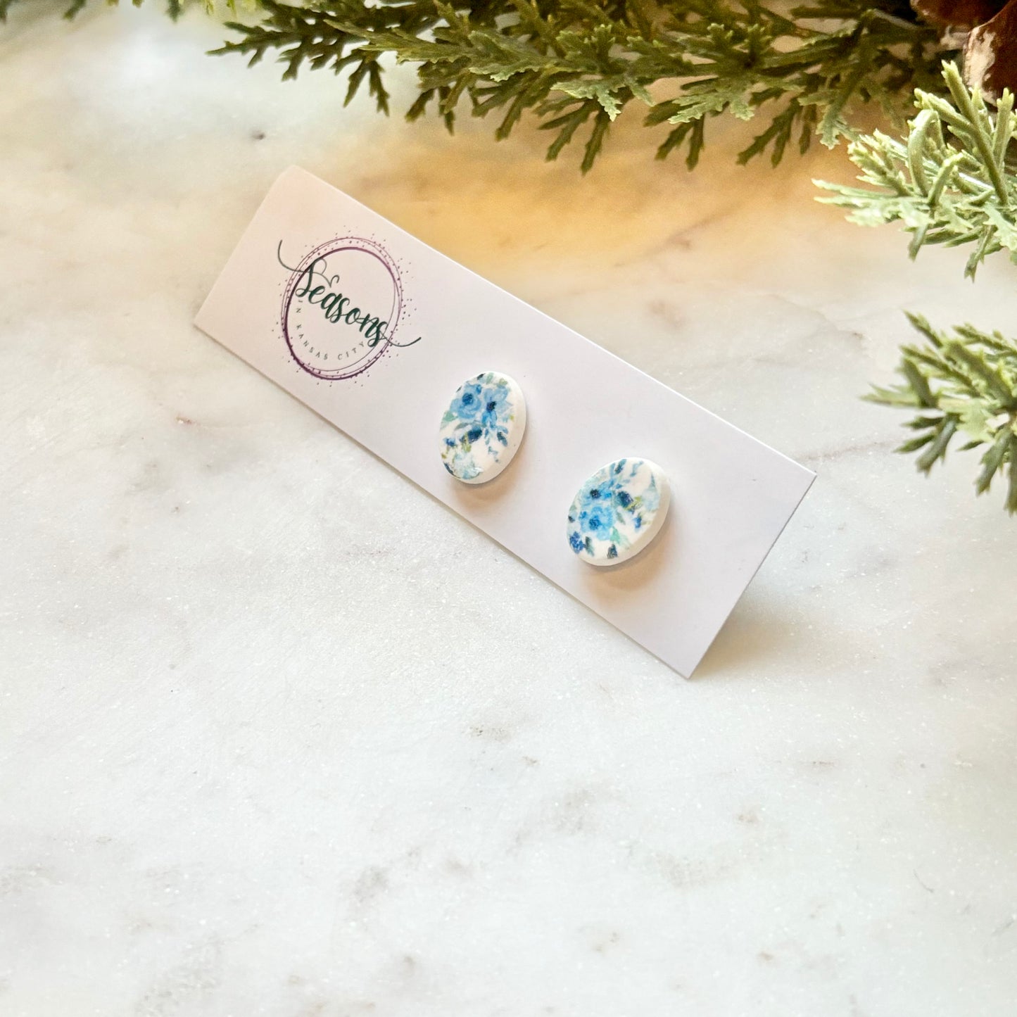 Elise | Oval Studs | Winter