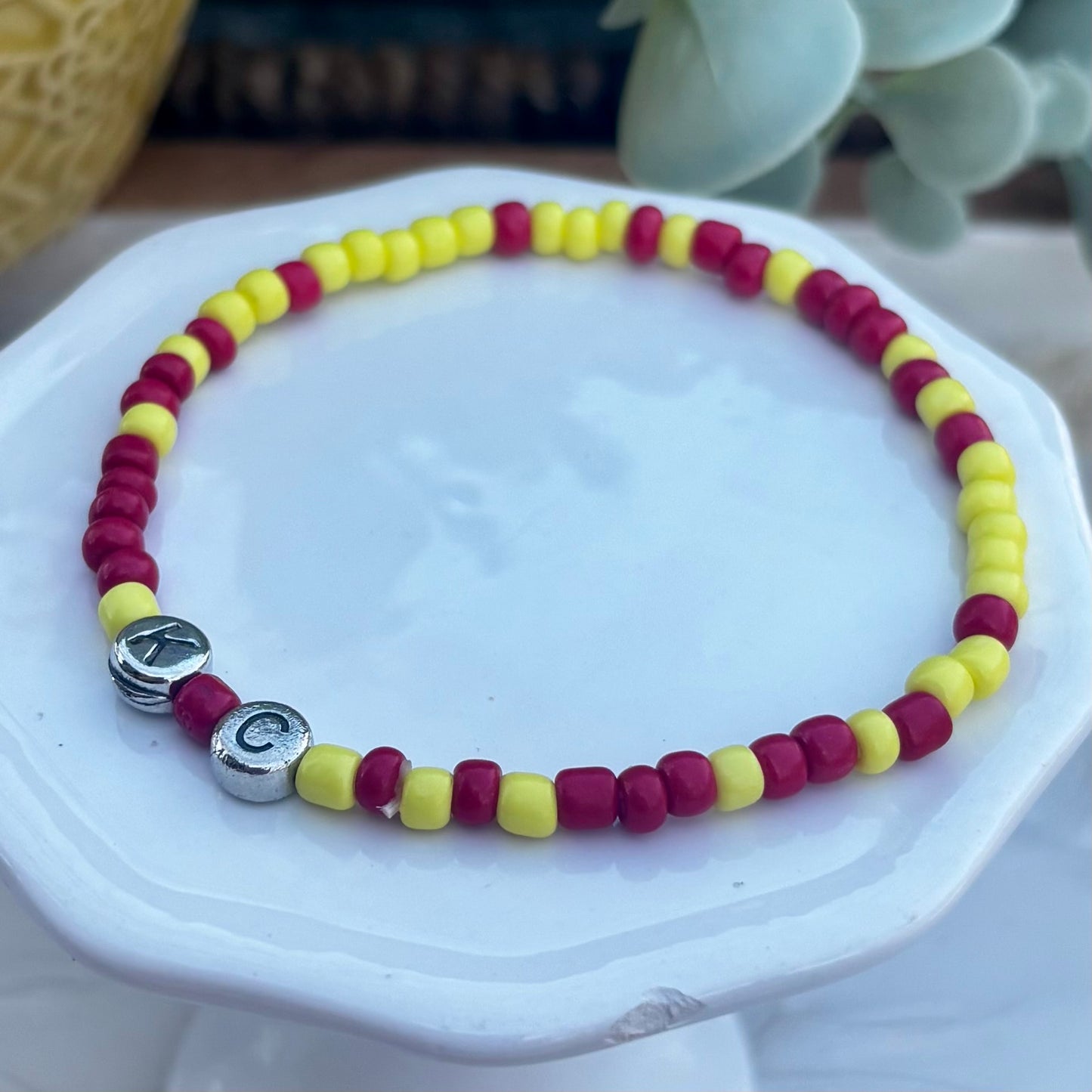 KC Football Bracelets | Cool-Toned Red and Yellow