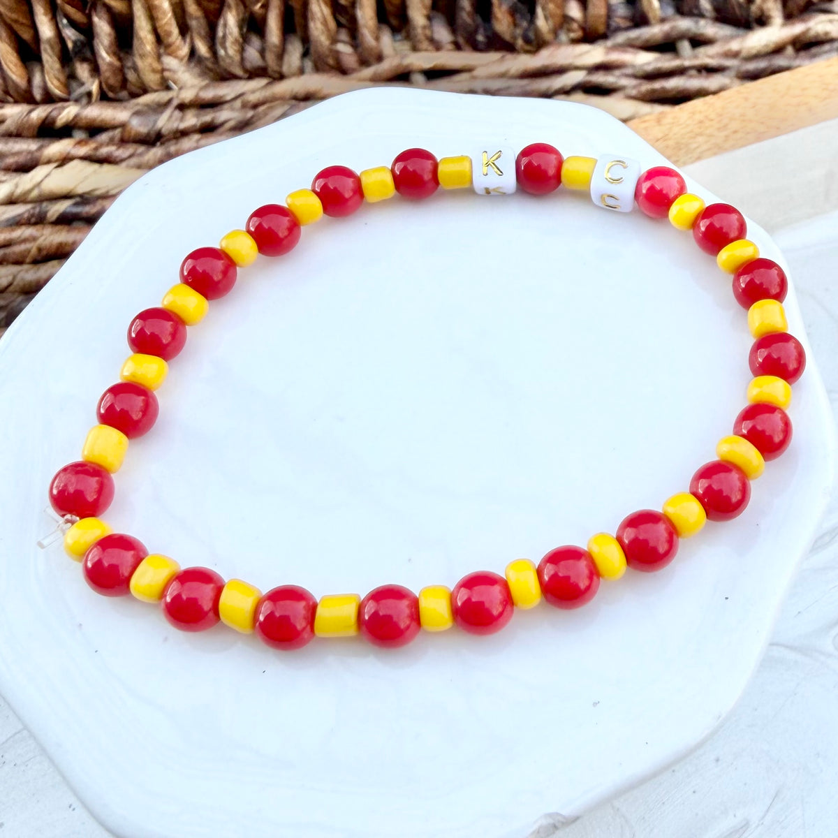 KC Football Bracelet | Red and Yellow KC