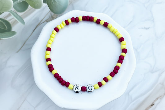 KC Football Bracelets | Cool-Toned Red and Yellow