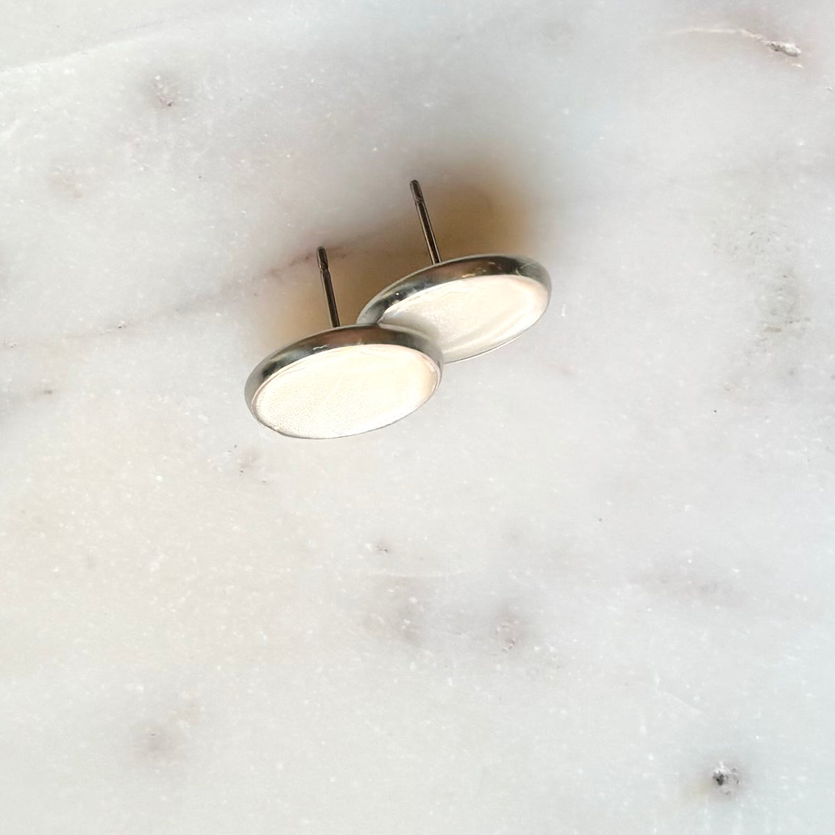 Opal | Soft White Bevel Stud | Summer