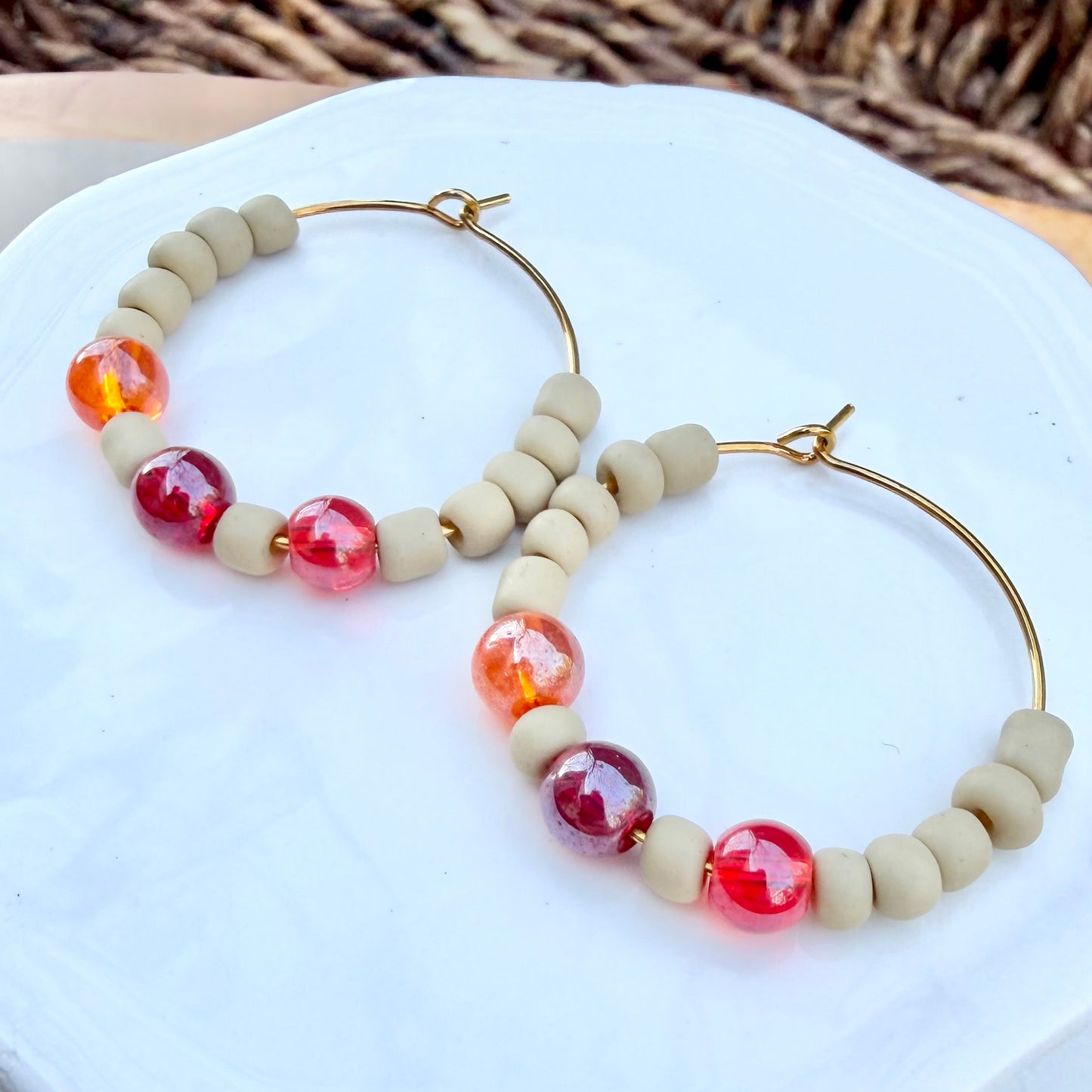 Wren Hoops | Orange Brick Khaki Geranium | Autumn