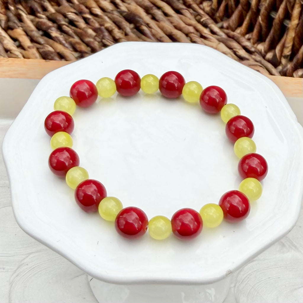 KC Football Bracelets | Red and Small Opaque Yellow