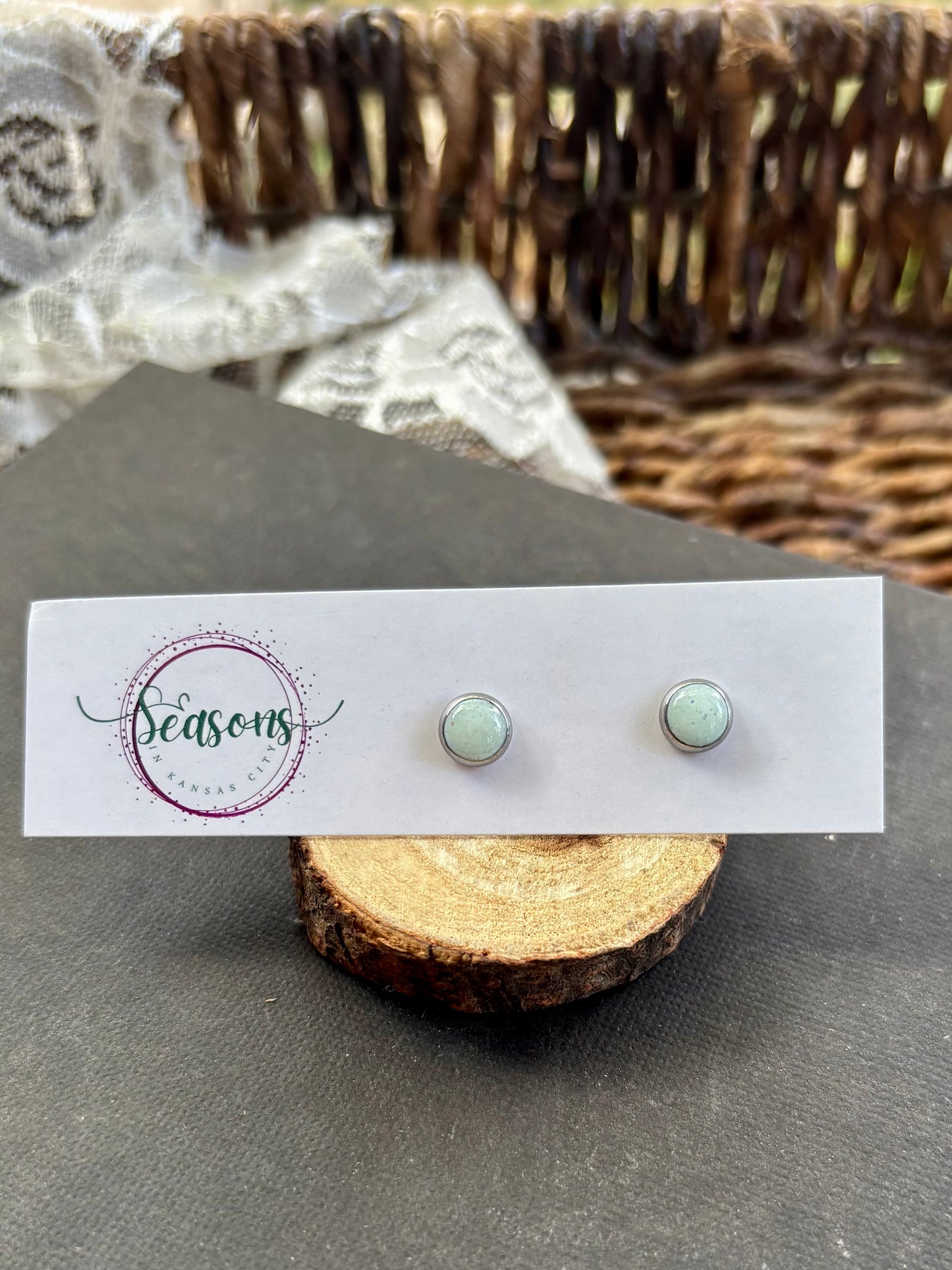 Ice Aqua Glitter Mini Studs | Winter