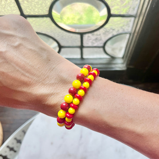 KC Football Bracelets | Large Yellow Large Red