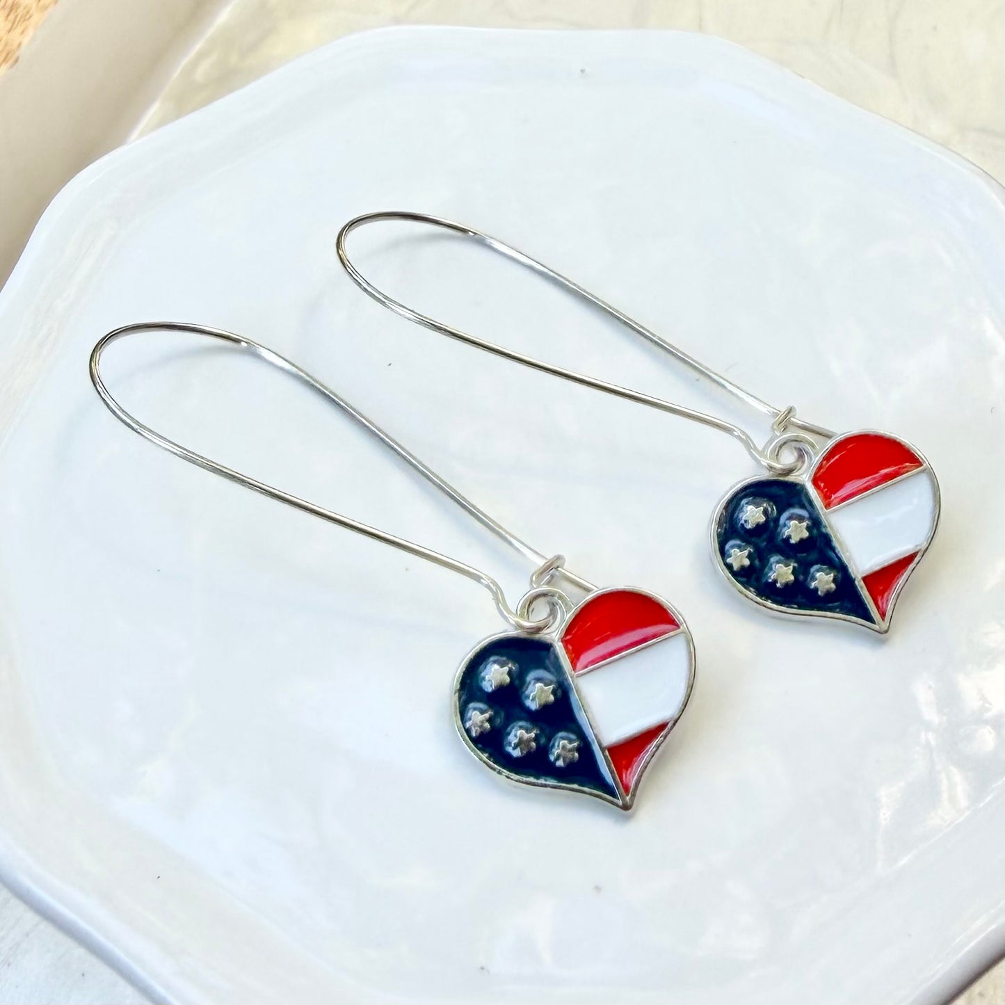 Flag Hearts | Long Dangle | Winter and Summer