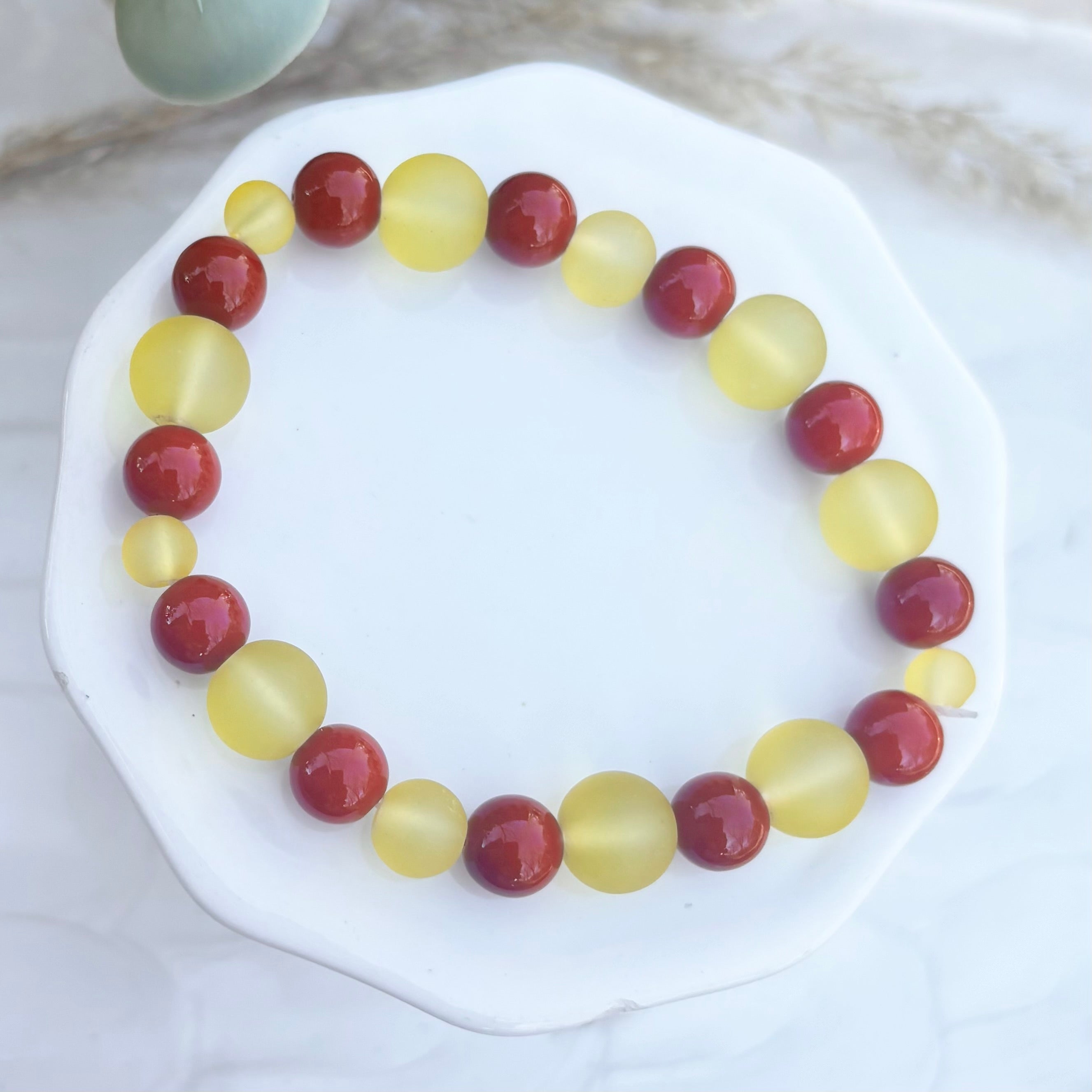 KC Football Bracelets | Red and Opaque Yellow