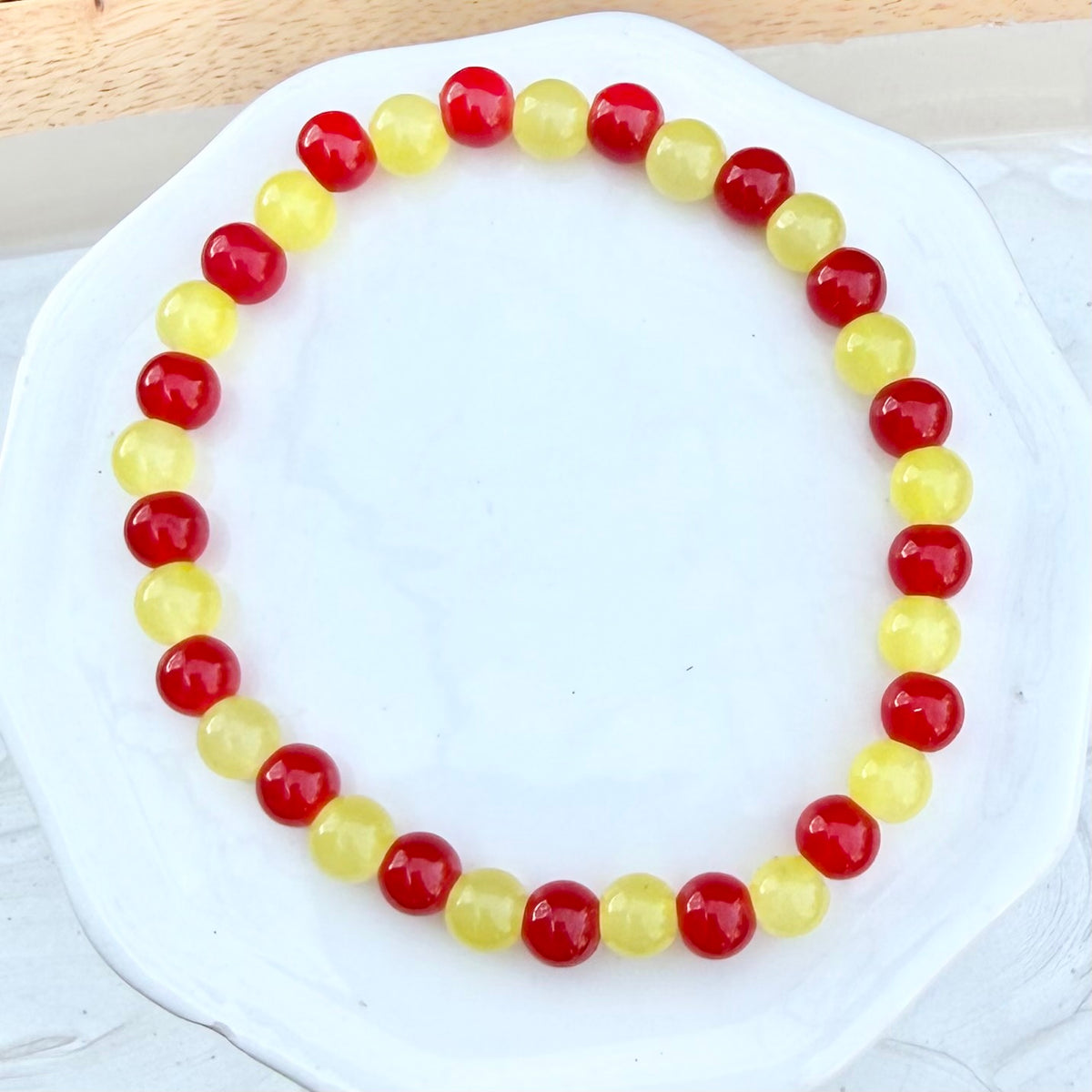 KC Football Bracelet | Opaque Red and Yellow