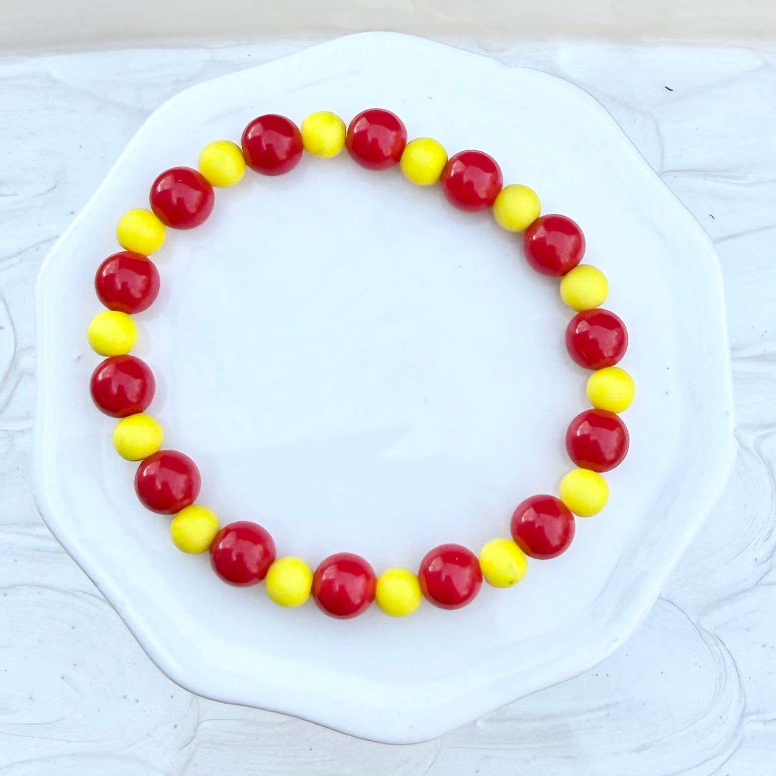 KC Football Bracelets | Large Red Matte Yellow