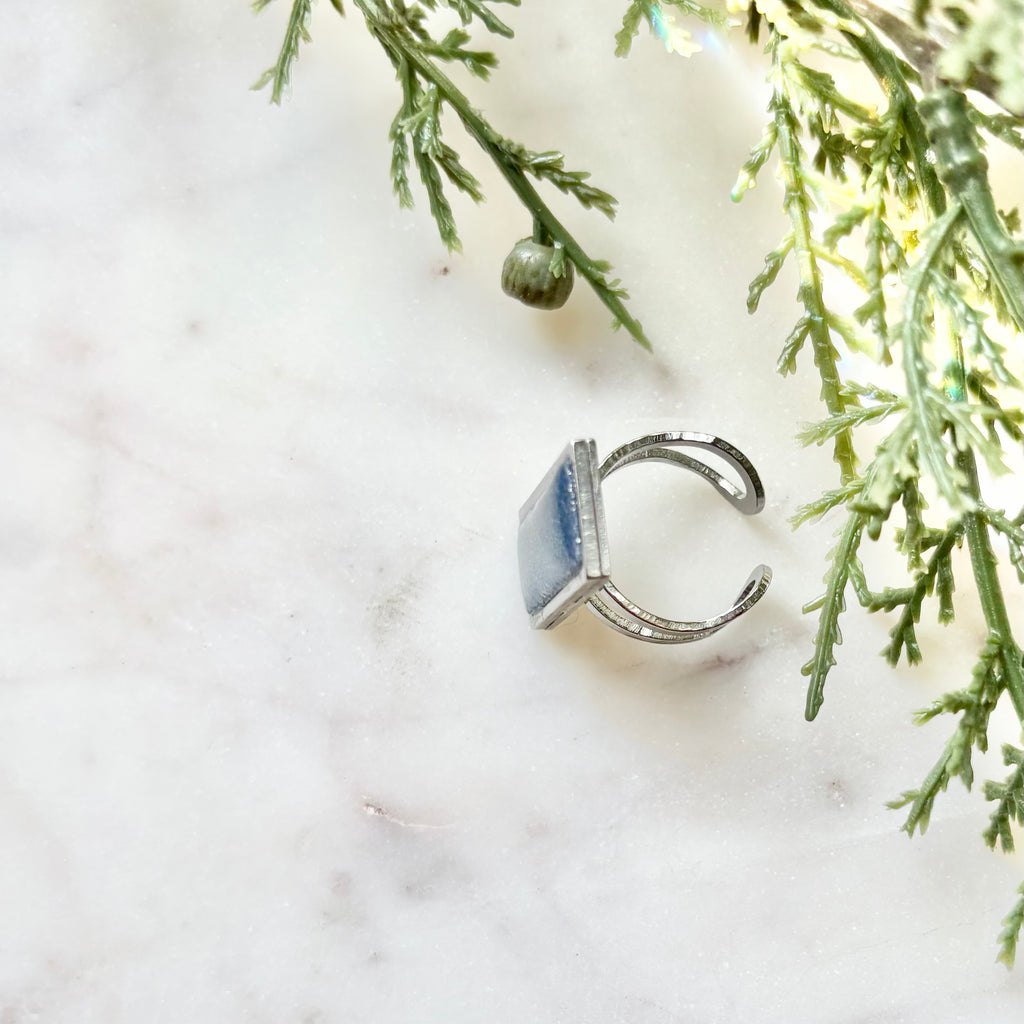 Gina | Rectangle Ring | Blue Grey | Summer