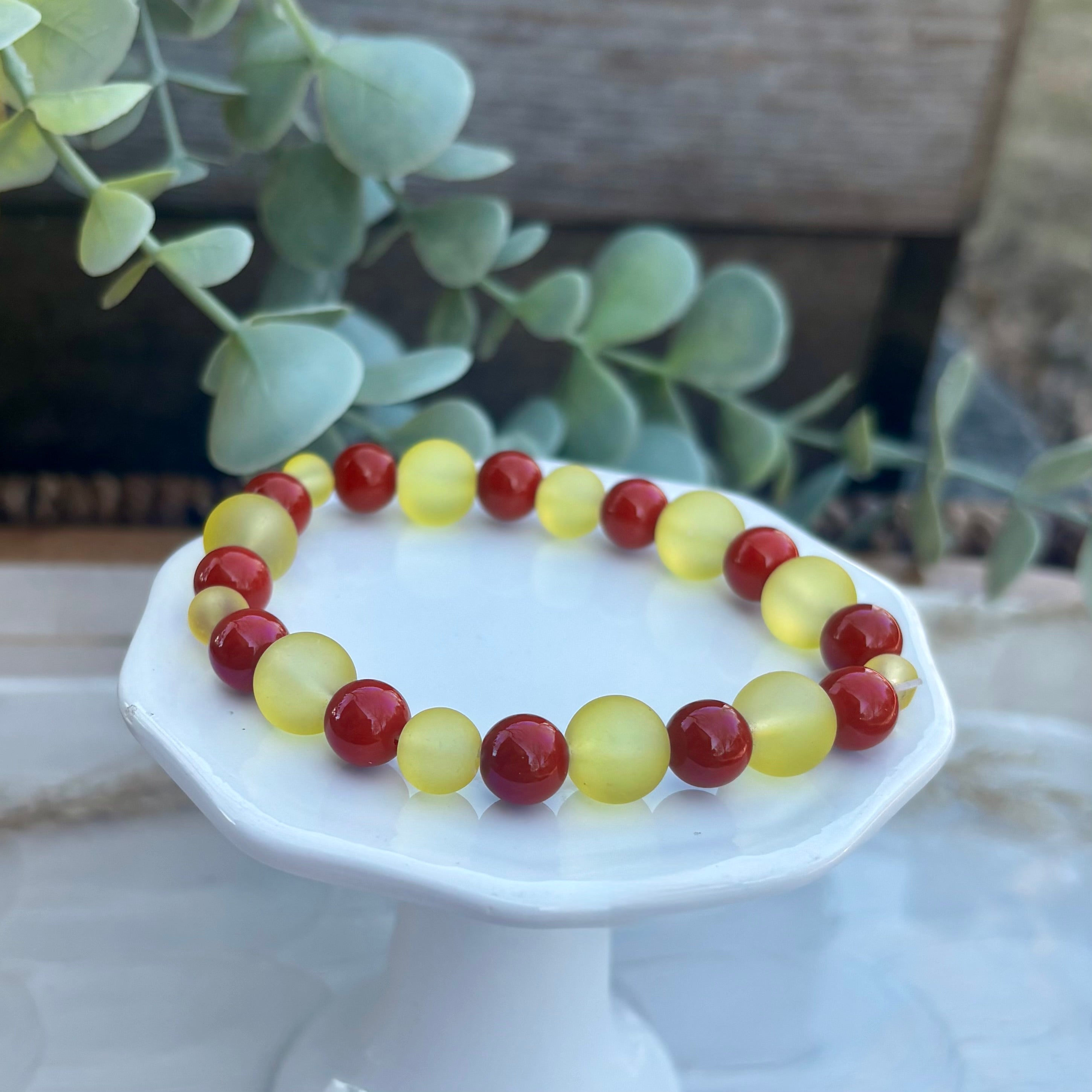 KC Football Bracelets | Red and Opaque Yellow