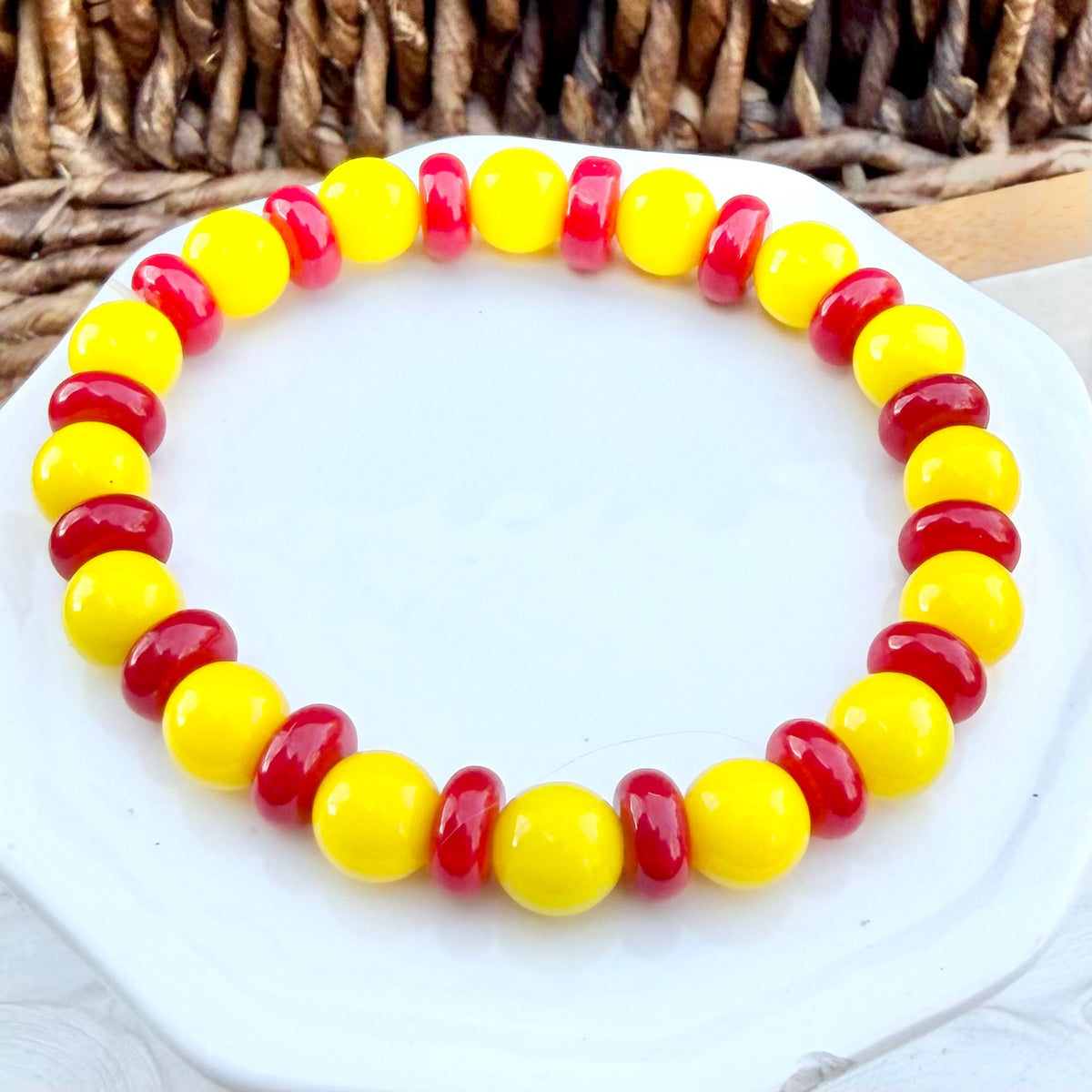 KC Football Bracelets | Flat Red and Large Yellow