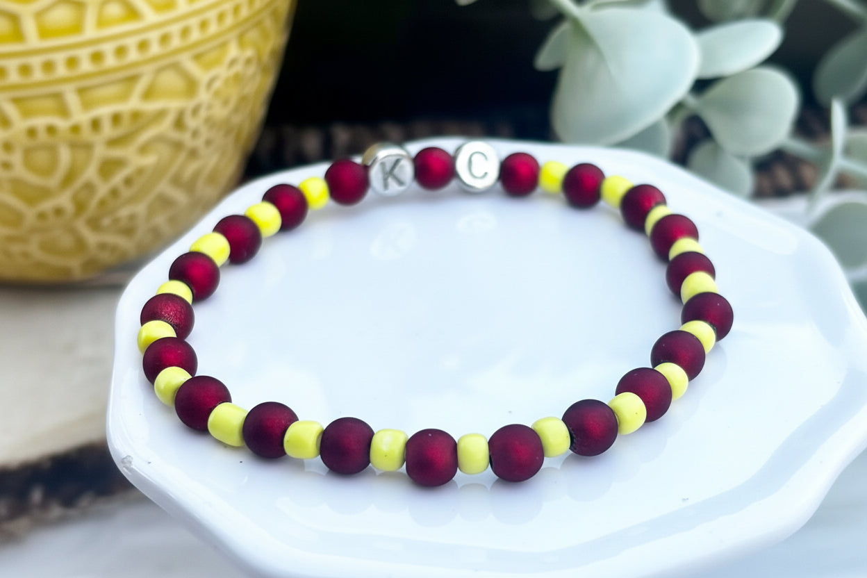 KC Football Bracelets | Cool-Toned Red and Yellow
