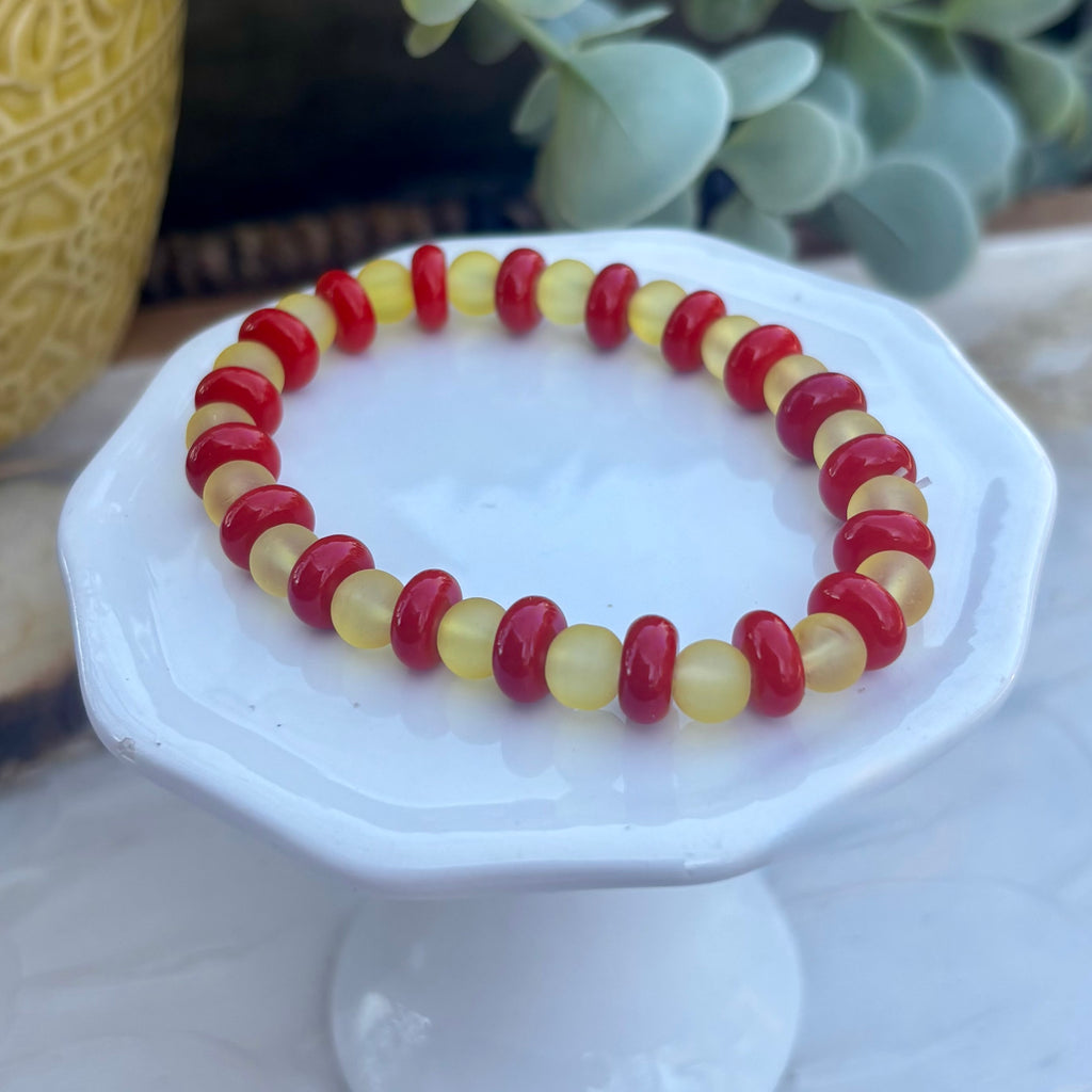 KC Football Bracelets | Flat Red and Opaque Yellow
